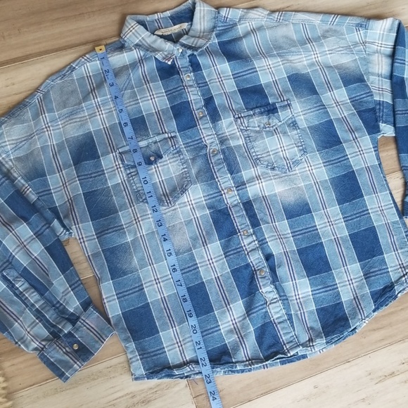 Mango Jean's Snap Down Chambray Check Shirt - Picture 4 of 7